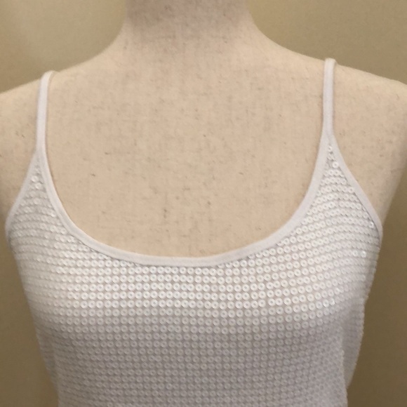 Michael Kors. White Sequenced Spaghetti Strap Tank. Medium. - Picture 3 of 10